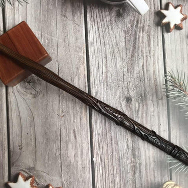 Handicraftviet Liana Wand - Hand Carved Wooden Magic Wand, Wizard Wand Real Wood for Collectible Cosplay/Magical Gift for Adult and Kid for, Great Gift for Halloween (Liana Wand)
