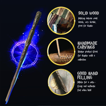Handicraftviet Wooden Viking Wand Collectible Cosplay Magic Wand/Magical Gift for Children and Adults on Halloween, Christmas and Birthday Party (S9)