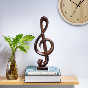 Handicraftviet Wooden Music Note Sculpture for Home Decoration and Music Lovers, Music Note Décor for Music Teachers (Wood Music Note, Black)