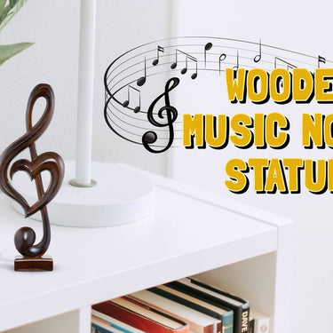 HANDICRAFTVIET WOODEN HEART MUSIC NOTE SCULPTURE FOR HOME DECORATION AND MUSIC LOVERS, MUSIC NOTE DÉCOR FOR MUSIC TEACHERS (HEART WOOD MUSIC NOTE, BLACK)