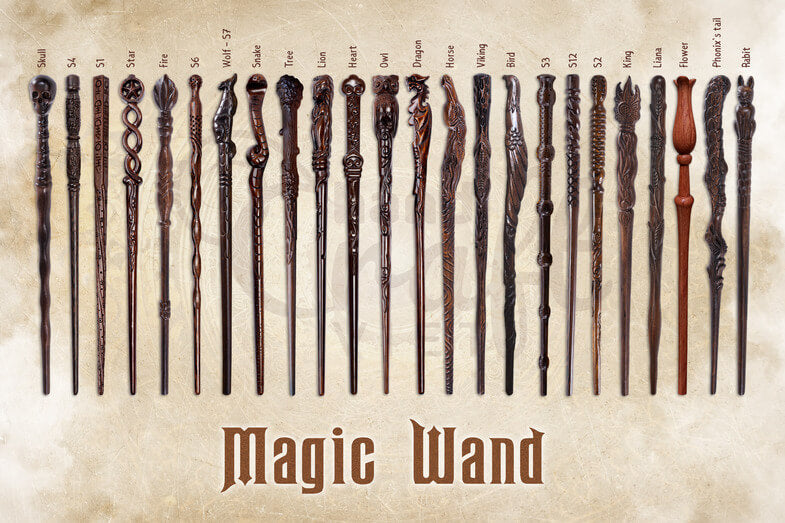 many different wooden wands