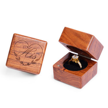 His and Hers Ring Holder – Handmade Wood Ring Box for Wedding Ceremony Ring Boxes Small Engraved for Engagement/Proposal, Wood ring box for Women and Men (His and Hers Ring Box 2PCs - Square)