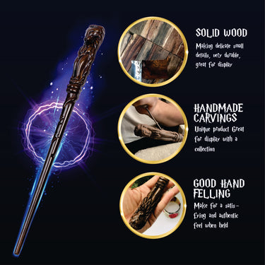 Handicraftviet Hand Carved Wooden Magic Wand/Wizards Wand for Collectible Cosplay 15 in Witch Wand for Children and Adults, Great Gift forHalloween, Christmas and Birthday Party (Lion Magic Wand)