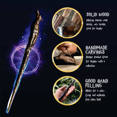 Handicraftviet Hand Carved Wooden Magic Wand Witch Wand Real Wood/Wood Wolf Wands for Wizards Collectible and Cosplay Magical Gift for Halloween, Christmas and Birthday Party 15 inch (S7) - Wolf Wand