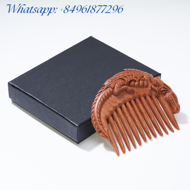 Handicraftviet - Hand-Carved Wooden  Dragon Hair Comb for Men's Hair, Beard, and Mustache, Natural Wood