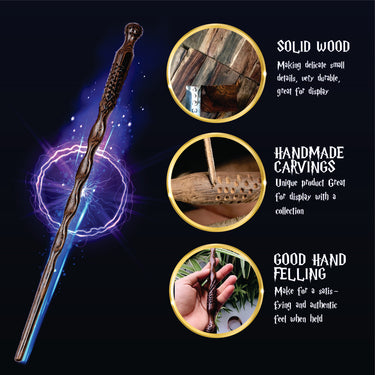 Handicraftviet - Hand Carved Wooden Magic Wand, Magic Wands for Wizards/Collectible Cosplay, Magical Gift for Halloween, Christmas and Birthday Party 15 inch (S6)