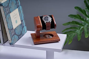 Handicraftviet - Handmade Wood Watch Stand for Men and Women’s Collection, Watch Holder Wrist Watches Stand Single, A decorative item for desk cabinets and shelves, Gift for Father's Day, Christmas, Husband,...  (S1)