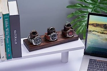 HandicraftViet Triple-Slot Watch Stand: Timeless Elegance for Three Watches - A Stylish and Functional Display Piece (N02)