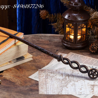 Handicraftviet - Hand-Carved Wood Star Wand, Witch Wand for Halloween, Christmas and Birthday Party (S5)