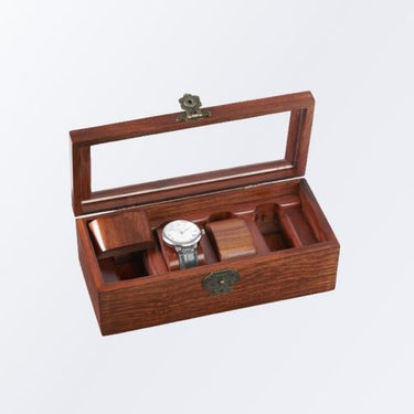 HandicraftViet Wooden Watch Box: Showcasing 4 Slots for Watches, Personalized Storage with Removable Pillows, Watch Display Case, and Thoughtful Gifting for Your Loved Ones, Perfect for Safeguarding Treasured Timepieces.(S4)