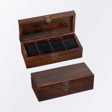 Handicraftviet 4 Slot Wooden Watch Box for Men - Personalized Storage Box with 4 Slots for Watches, Watch Display Case with Removable Pillows, Gift for Loved Ones, Jewelry Box, Gift Idea (S1)