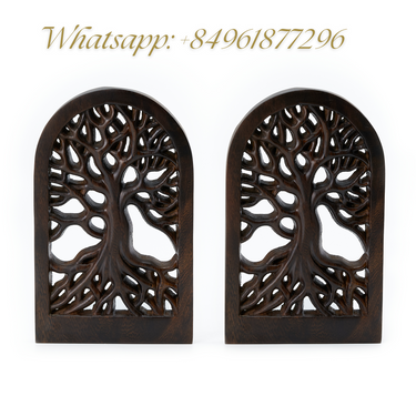 Handicraftviet - Tree of Life Decorative Bookends, Wooden Sculpture for Home Decor (Tree of Life 2)