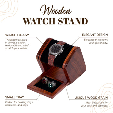 HandicraftViet Watch Stand with 1 Slot and Jewelry Tray: Graceful Timepiece Display and Organized Jewelry Storage in One (S4)