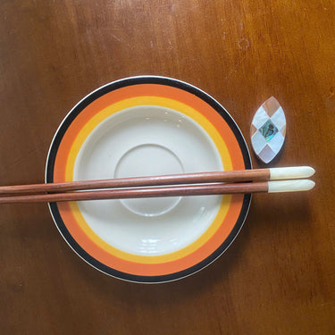 Handcrafted Wooden Chopsticks – Set of 2 Pairs with Mother-of-Pearl Inlay & Chopstick Rests – Unique Mother’s Day Gift